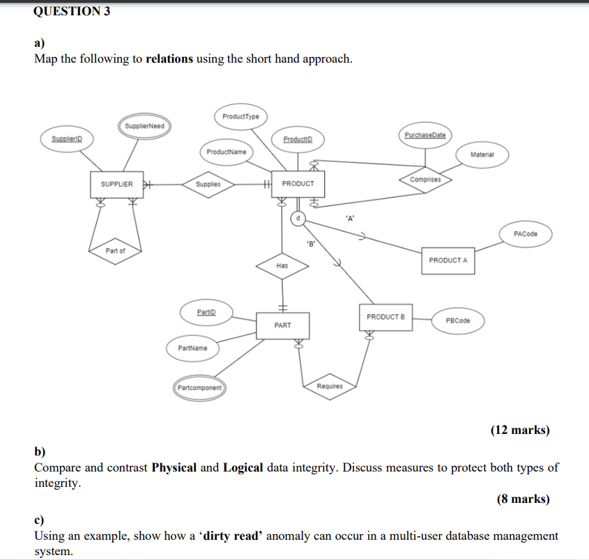 a ) Map the following to relations using the