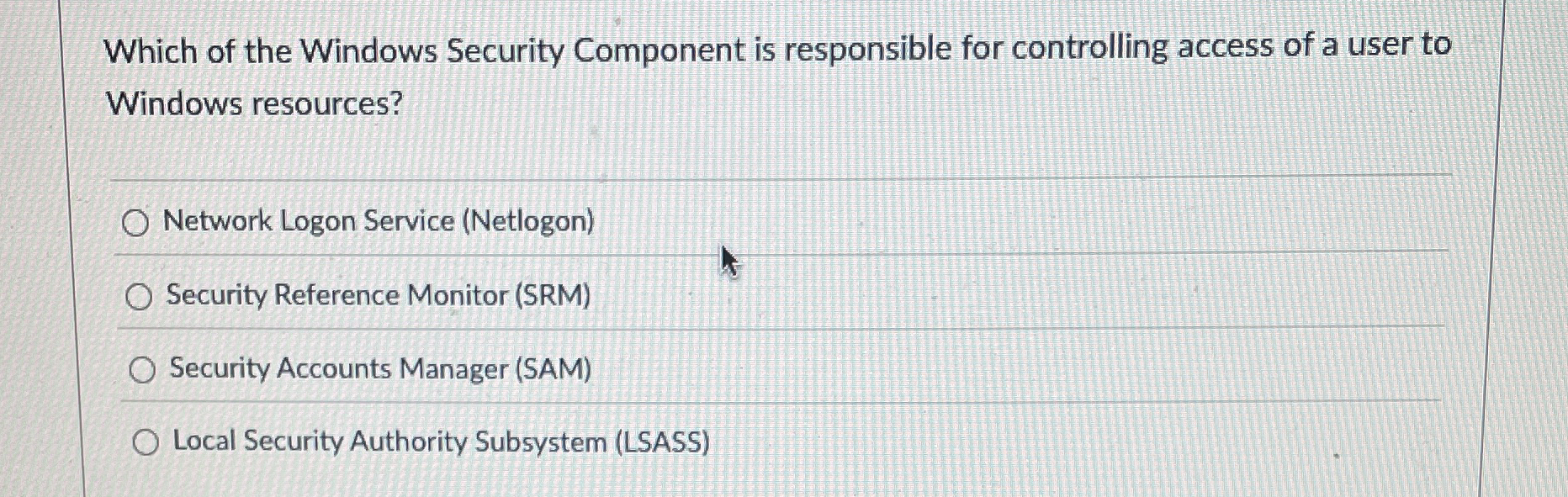 Which of the Windows Security Component is