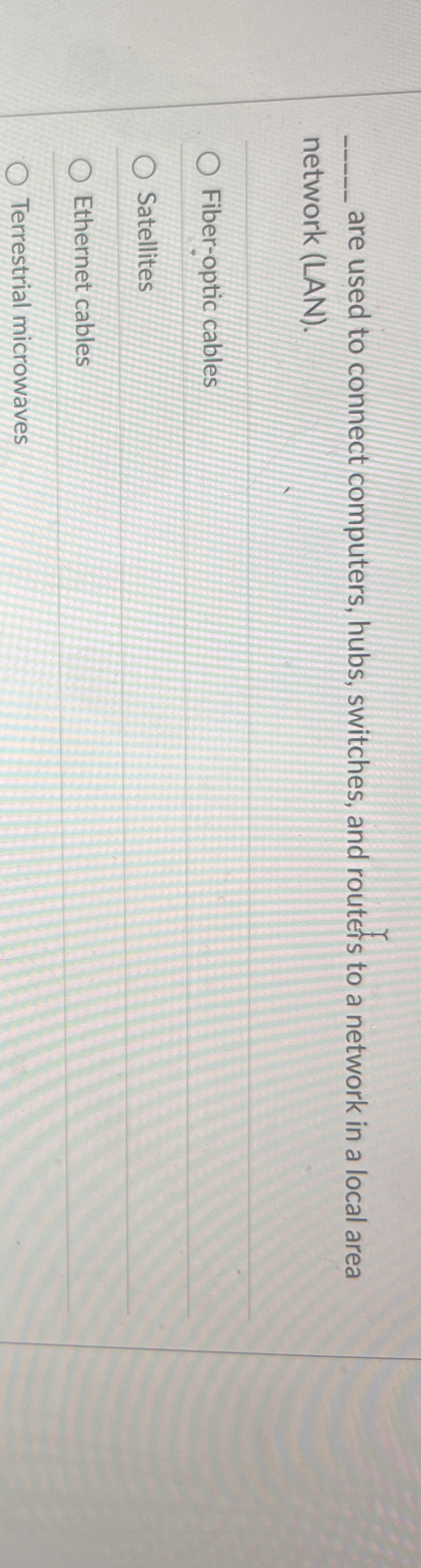 are used to connect computers, hubs, switches,