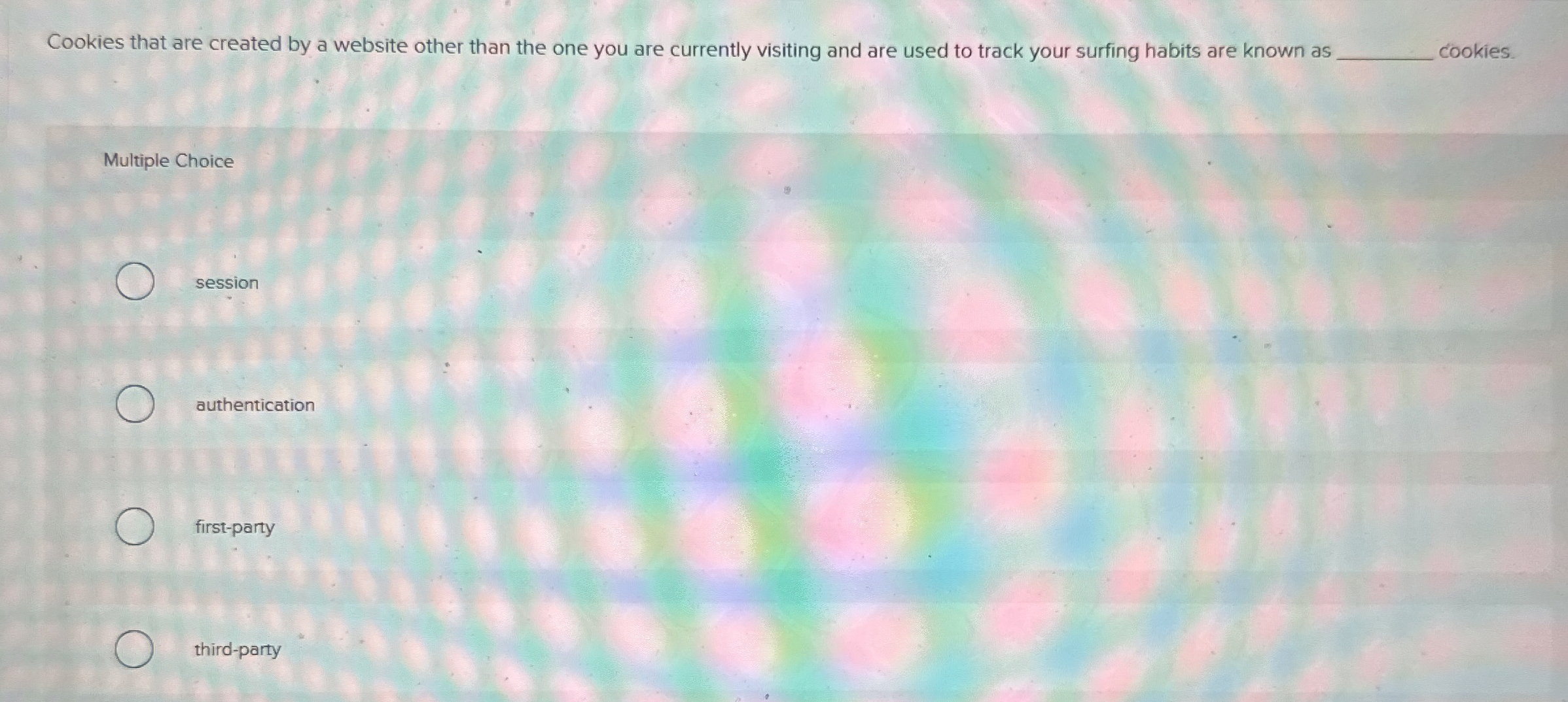 Cookies that are created by a website other than