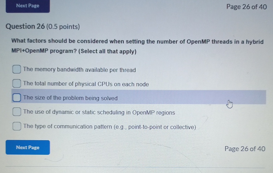 Page 2 6 of 4 0 Question 2 6 ( 0 . 5 points )