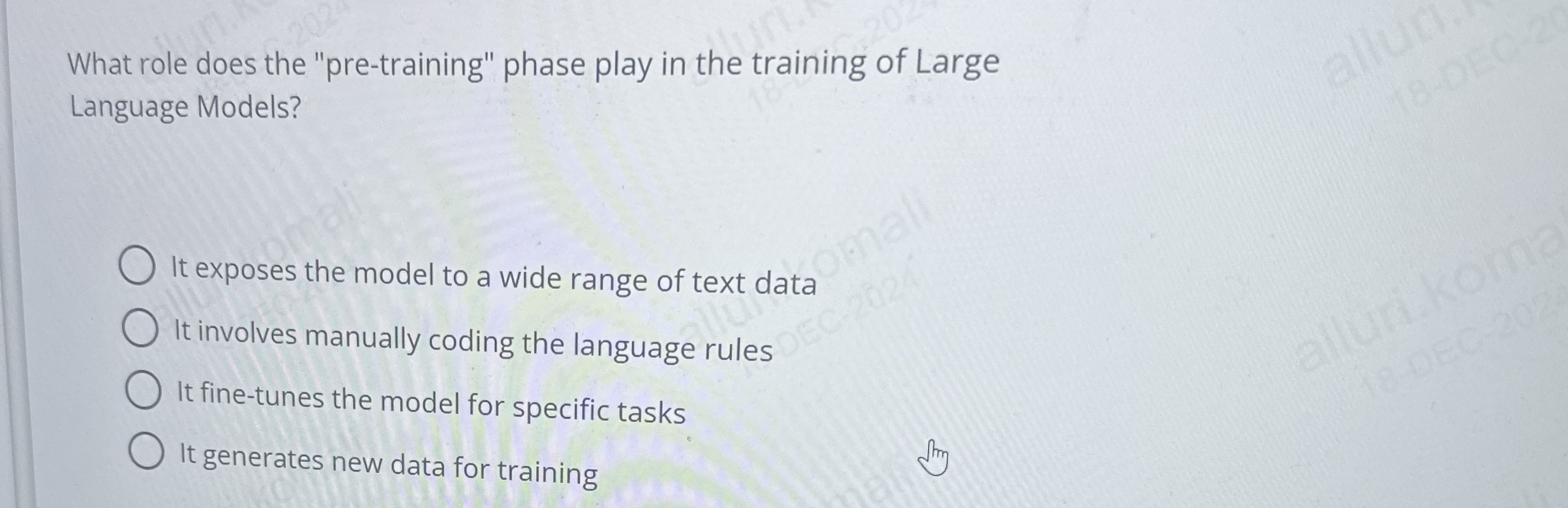 What role does the "pre - training" phase play in