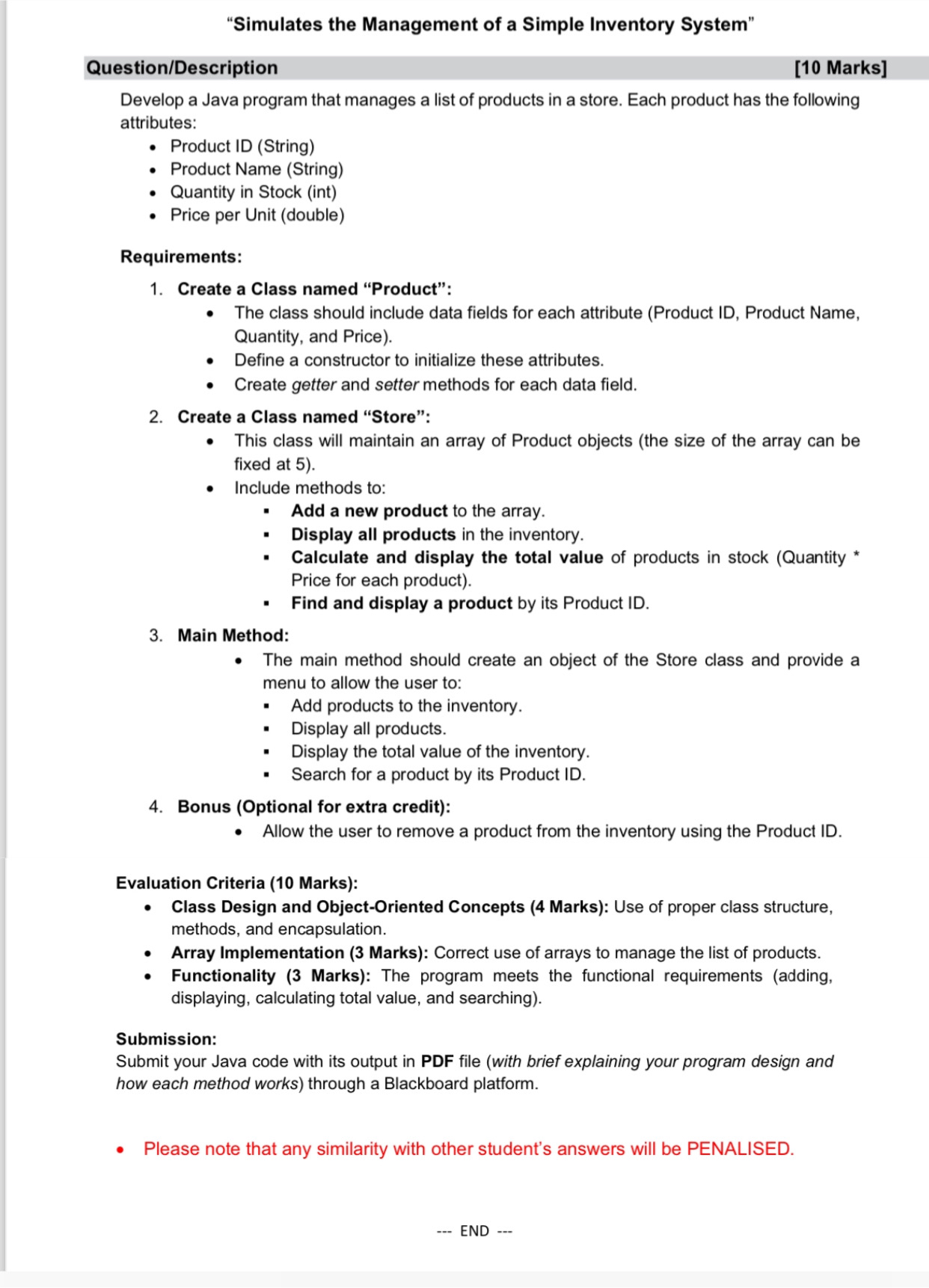 "Simulates the Management of a Simple Inventory