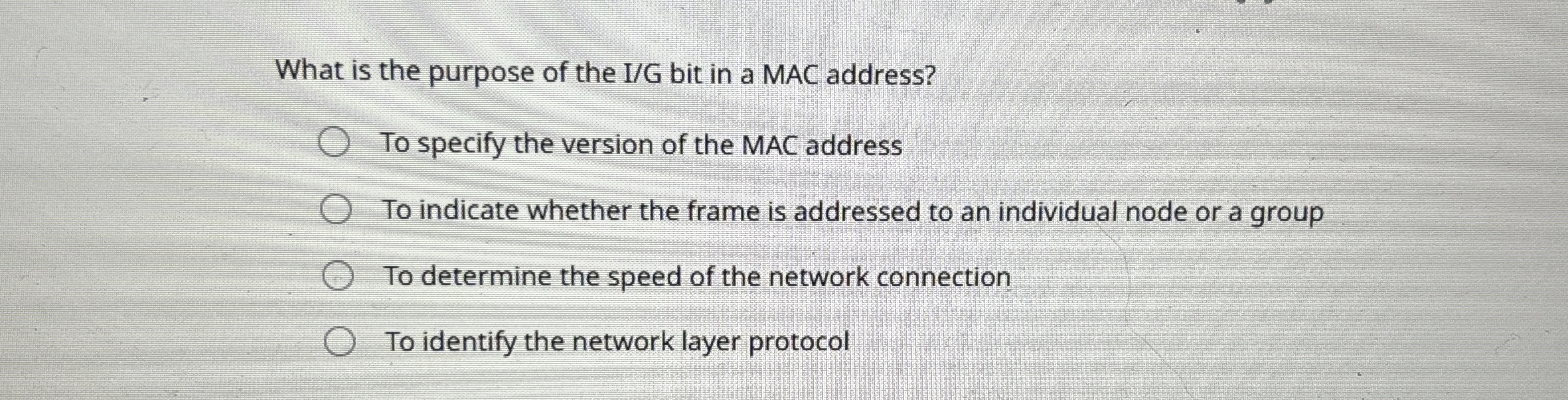 What is the purpose of the I / G bit in a MAC