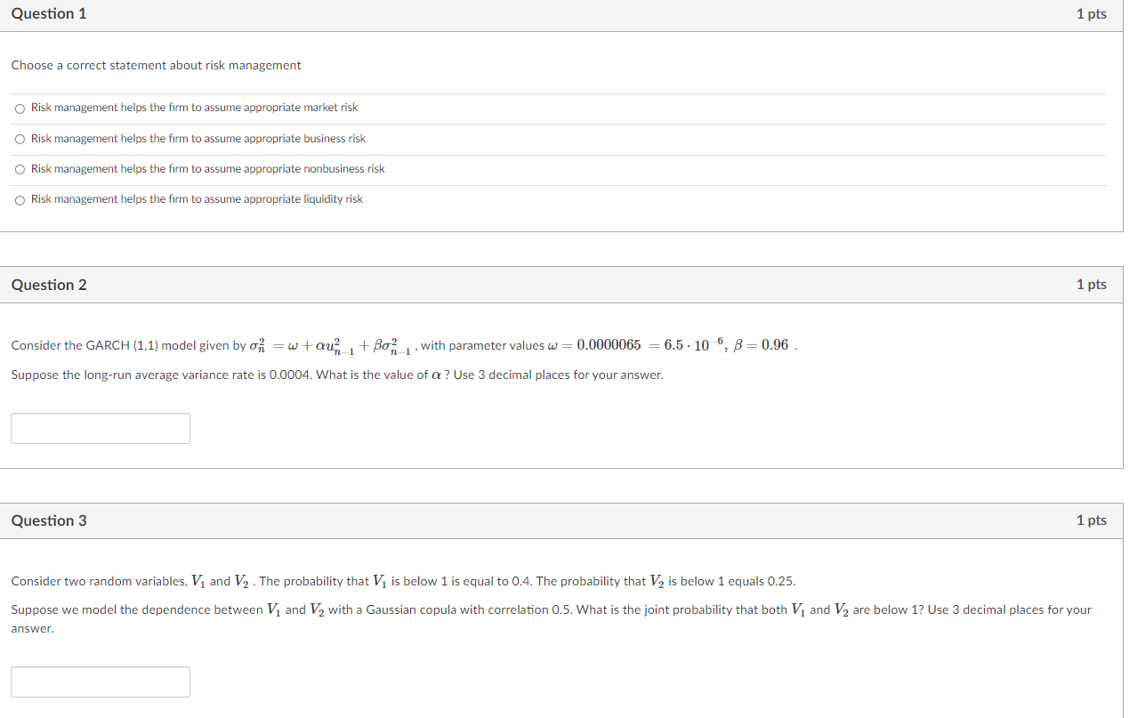 Please answer question 1-3 Question 1 1 pts