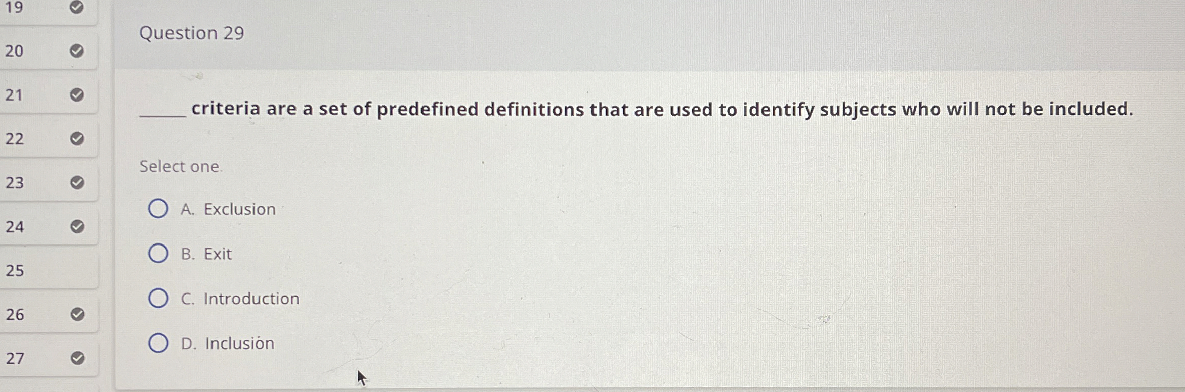 Question 2 9 criteria are a set of predefined
