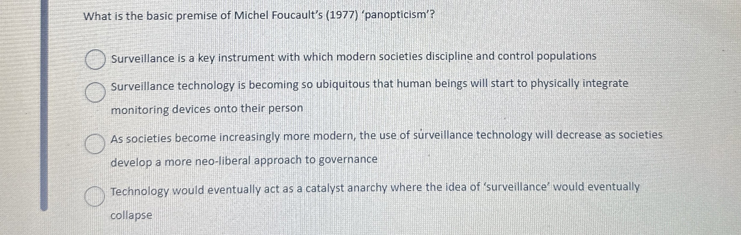 What is the basic premise of Michel Foucault's (
