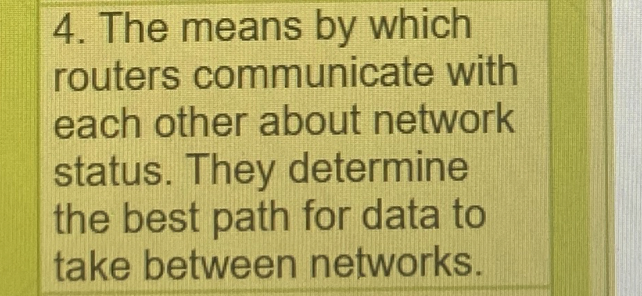 The means by which routers communicate with each