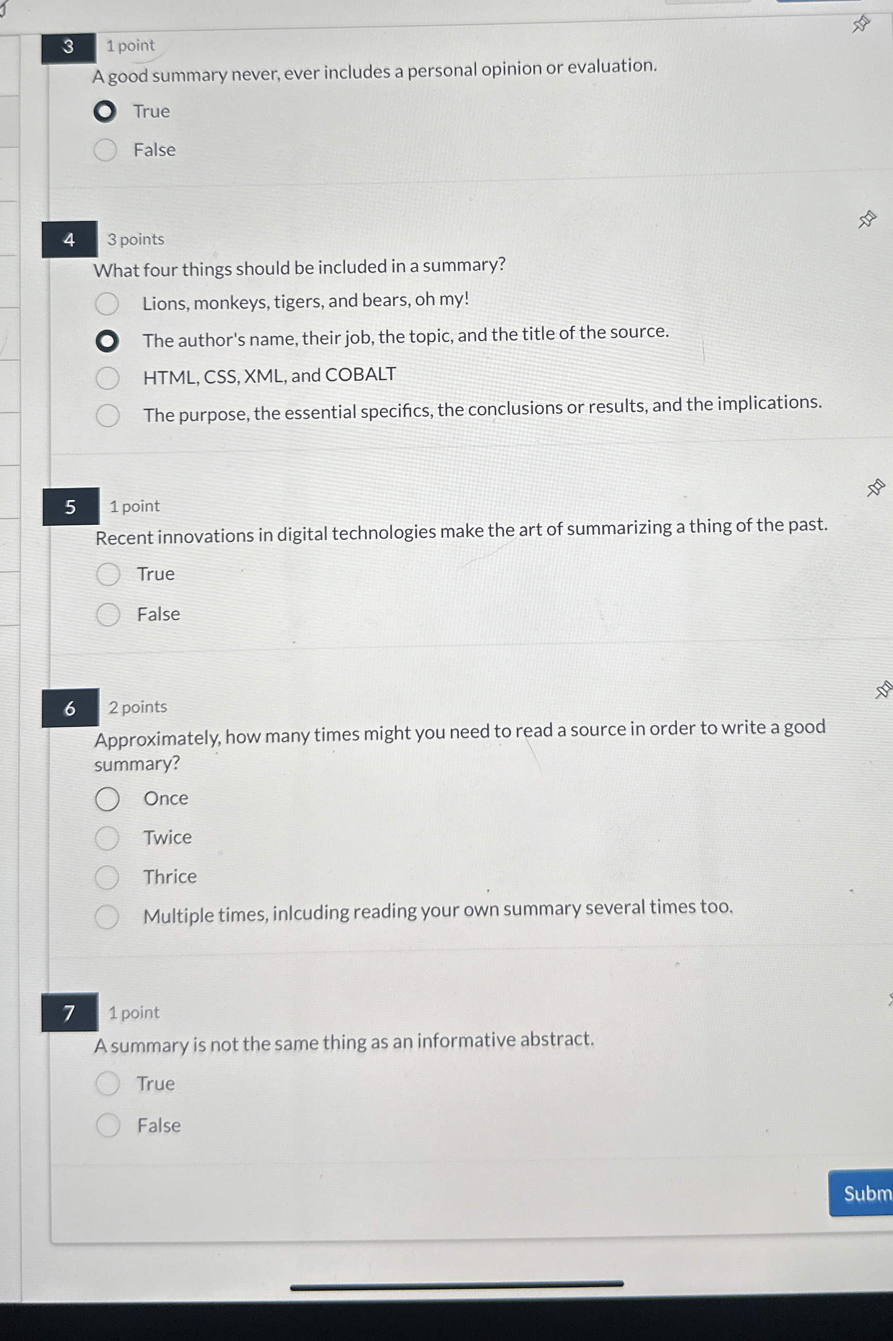 Agood summary never, ever includes a personal