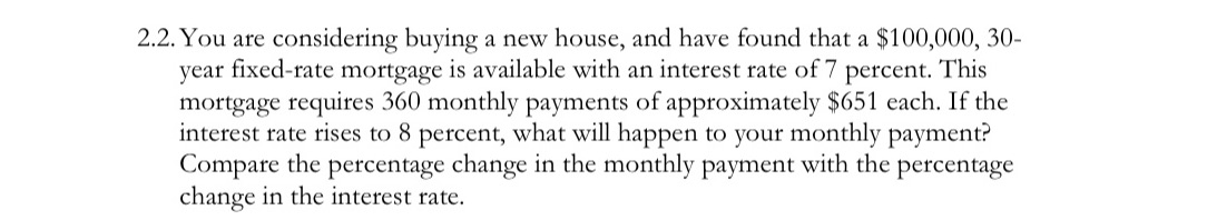 2.2.You are considering buying a new house, and