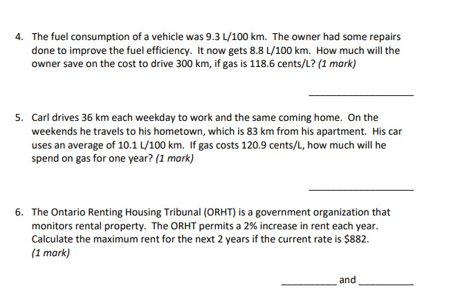 4. The fuel consumption of a vehicle was 9.3