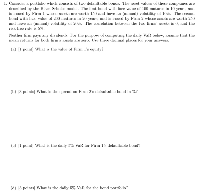 Please check the picture 1. Consider a portfolio