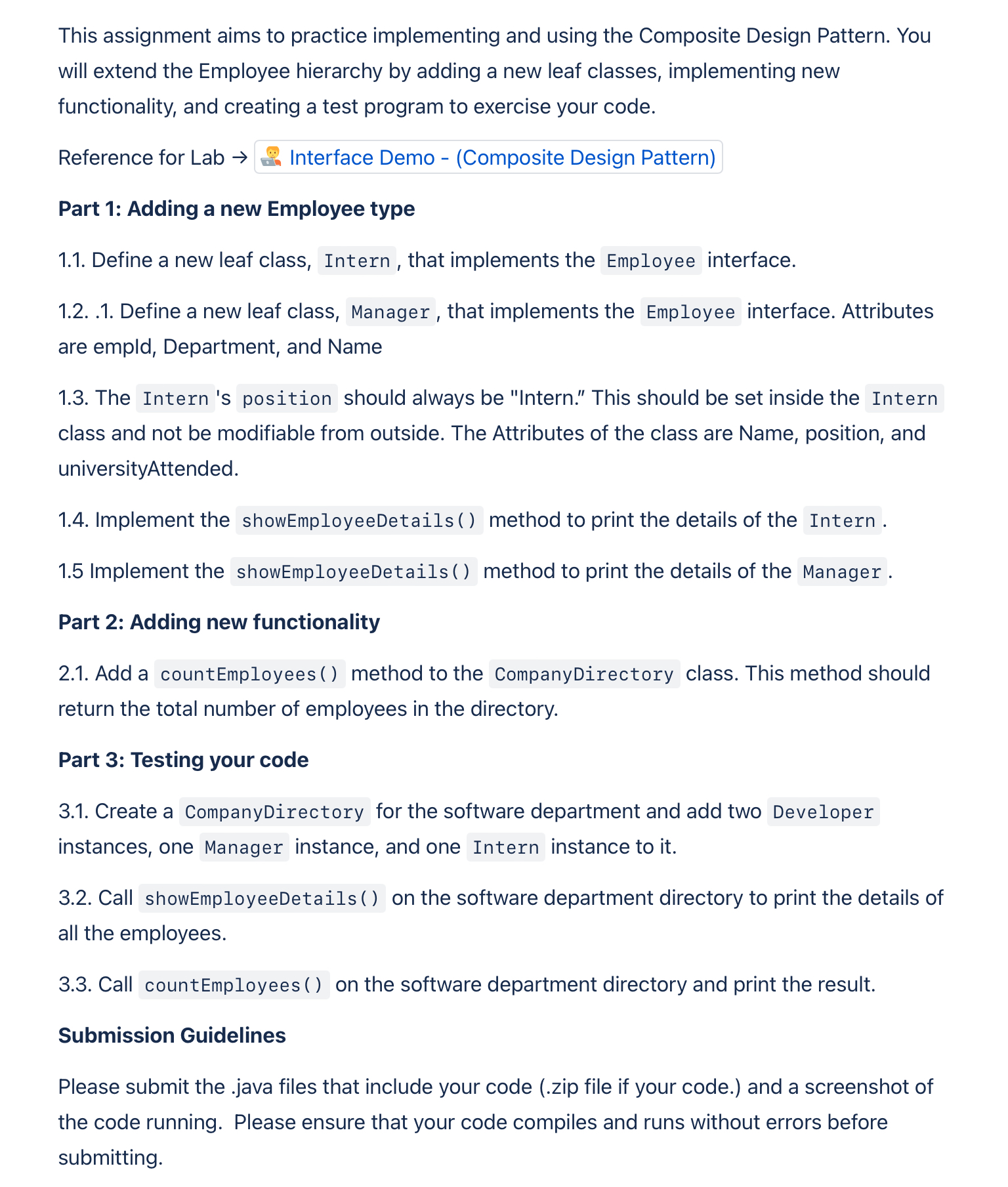 This assignment aims to practice implementing and