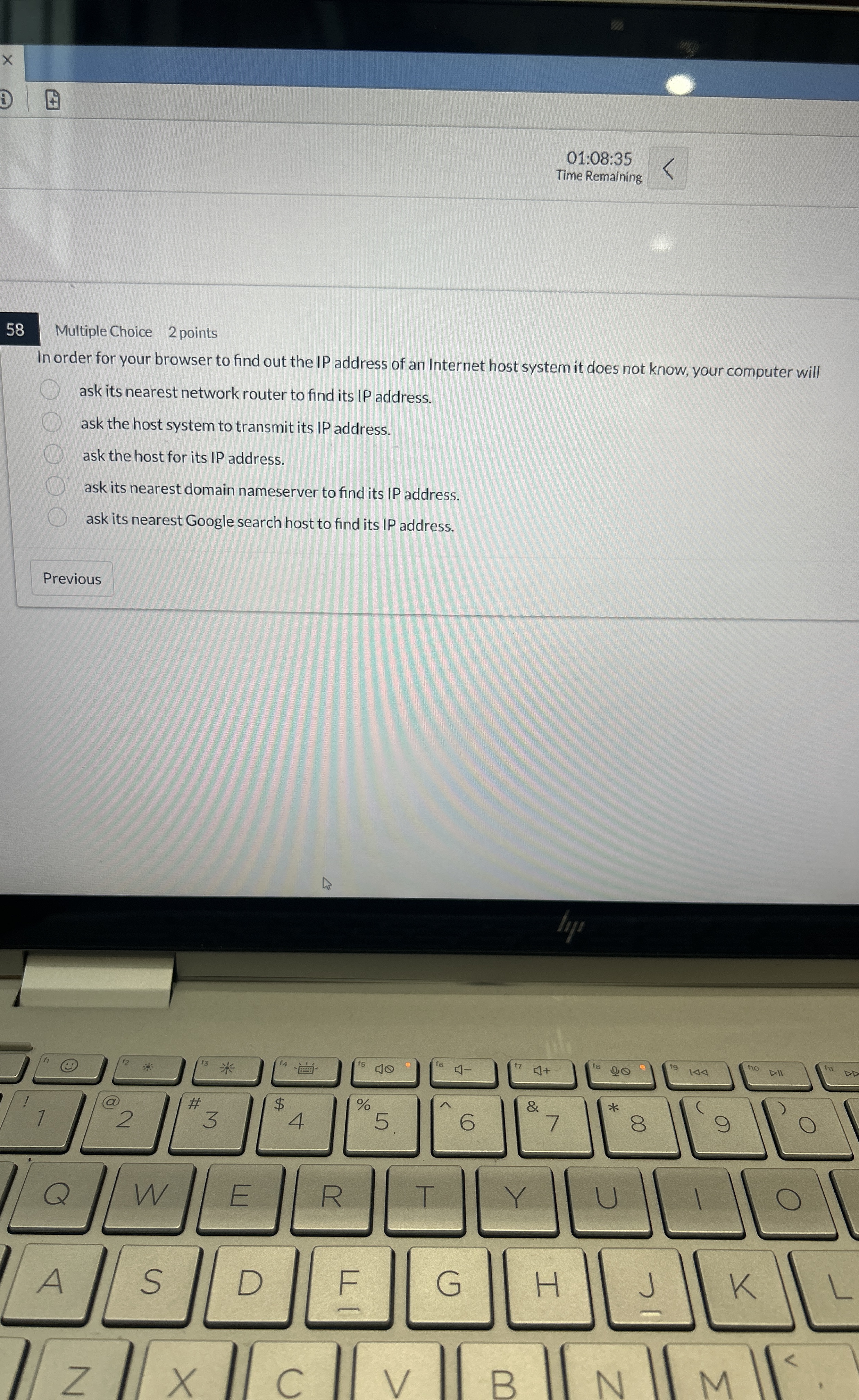 0 1 : 0 8 : 3 5 Time Remaining 5 8 Multiple
