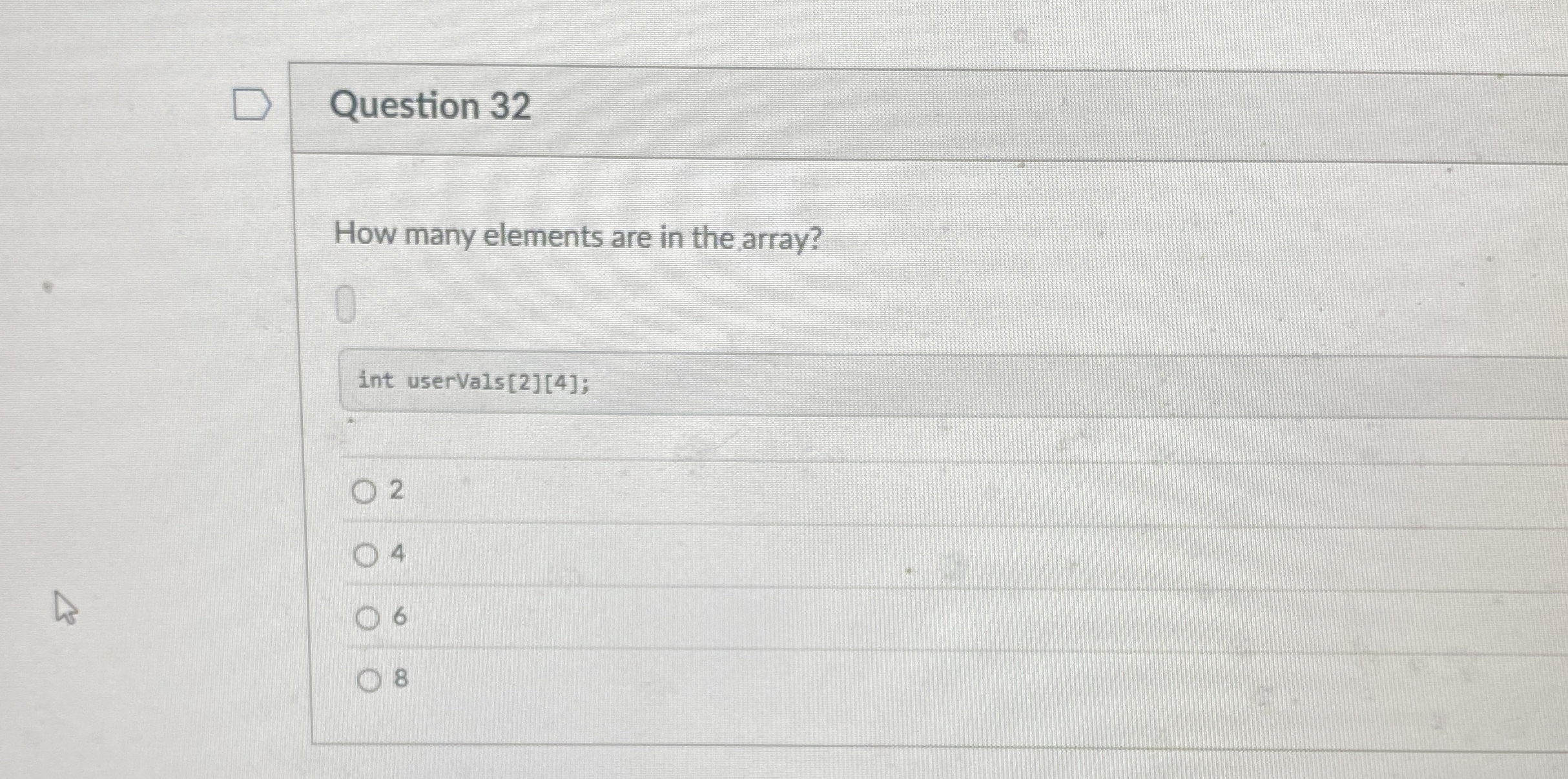 Question 3 2 How many elements are in the array?