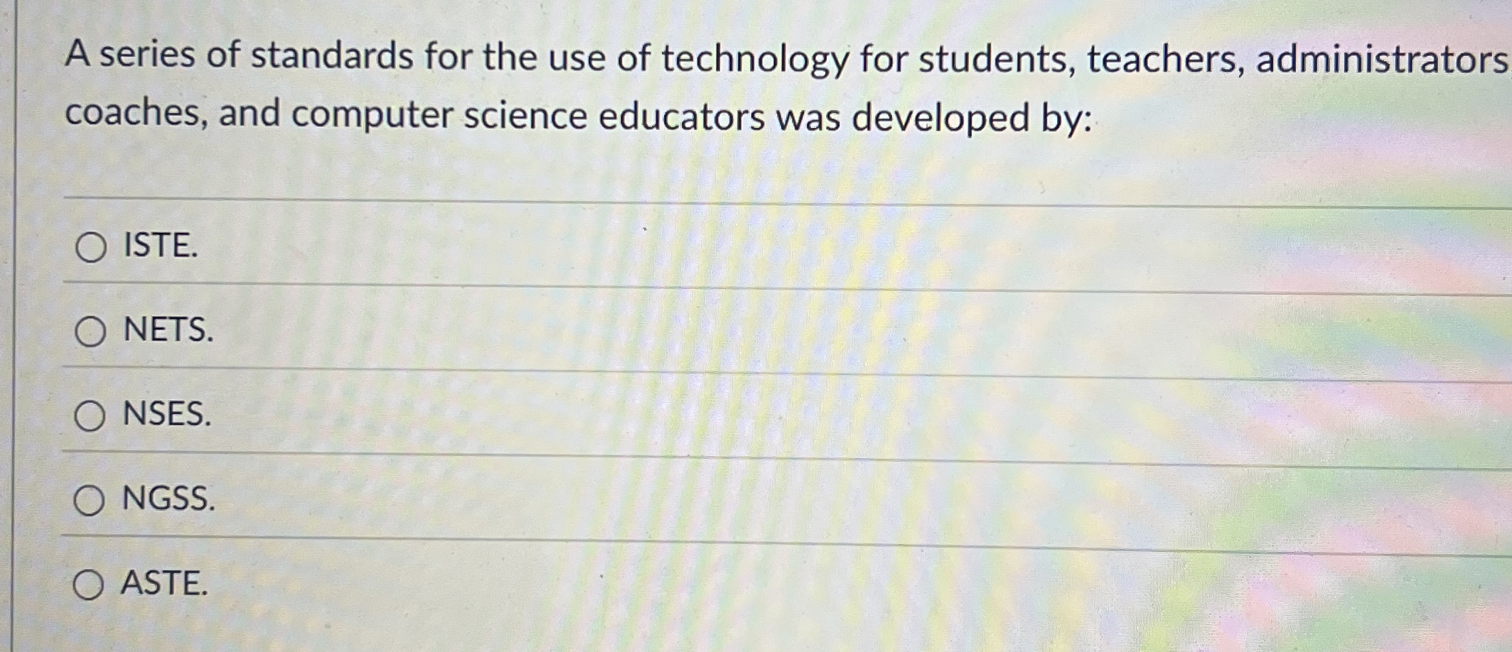 A series of standards for the use of technology