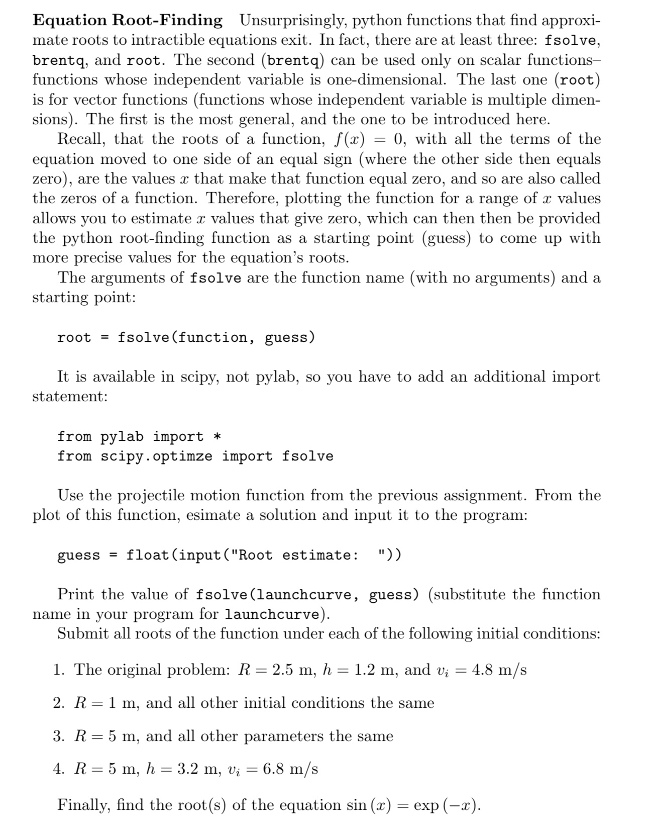 Equation Root - Finding Unsurprisingly, python