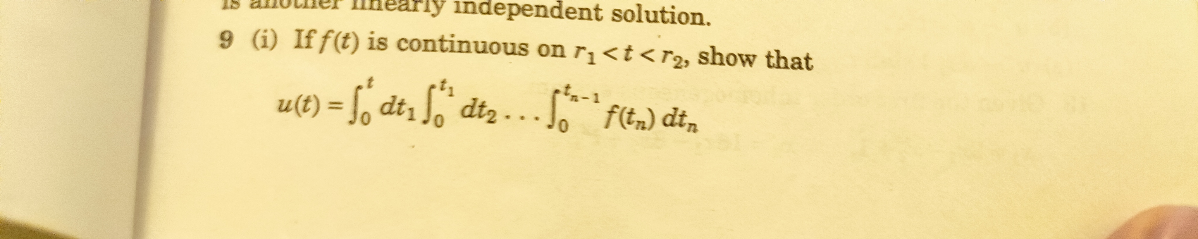 9 ( i ) If f ( t ) is continuous on u ( t ) = 0 t