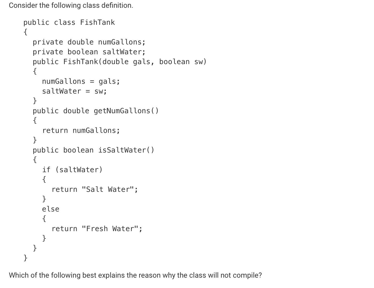 Consider the following class definition. ` ` `