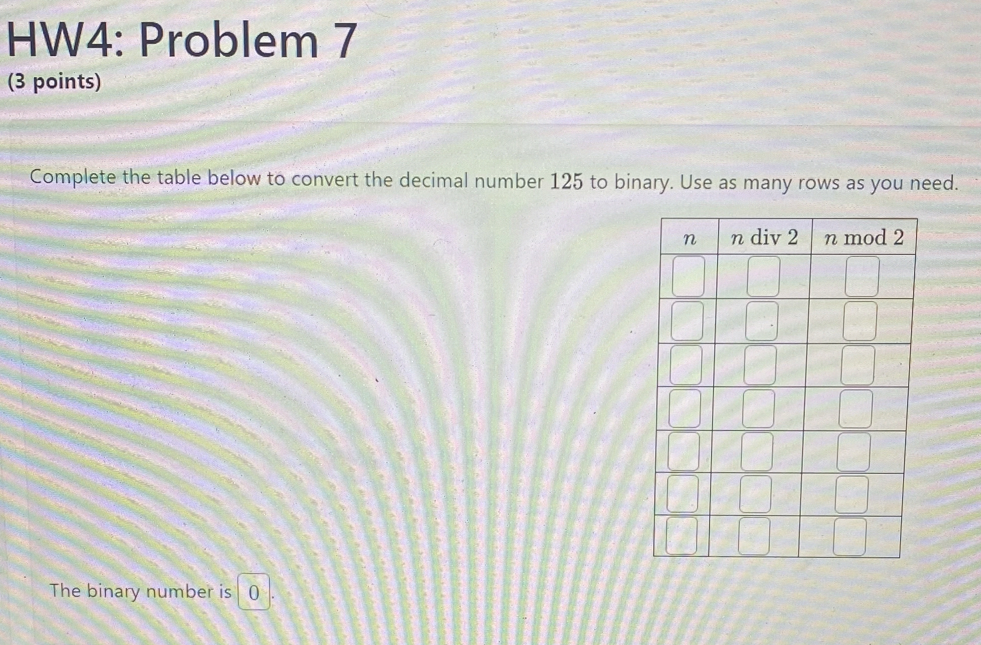 Complete the table below to convert the decimal