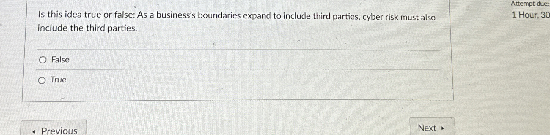 Is this idea true or false: As a business's