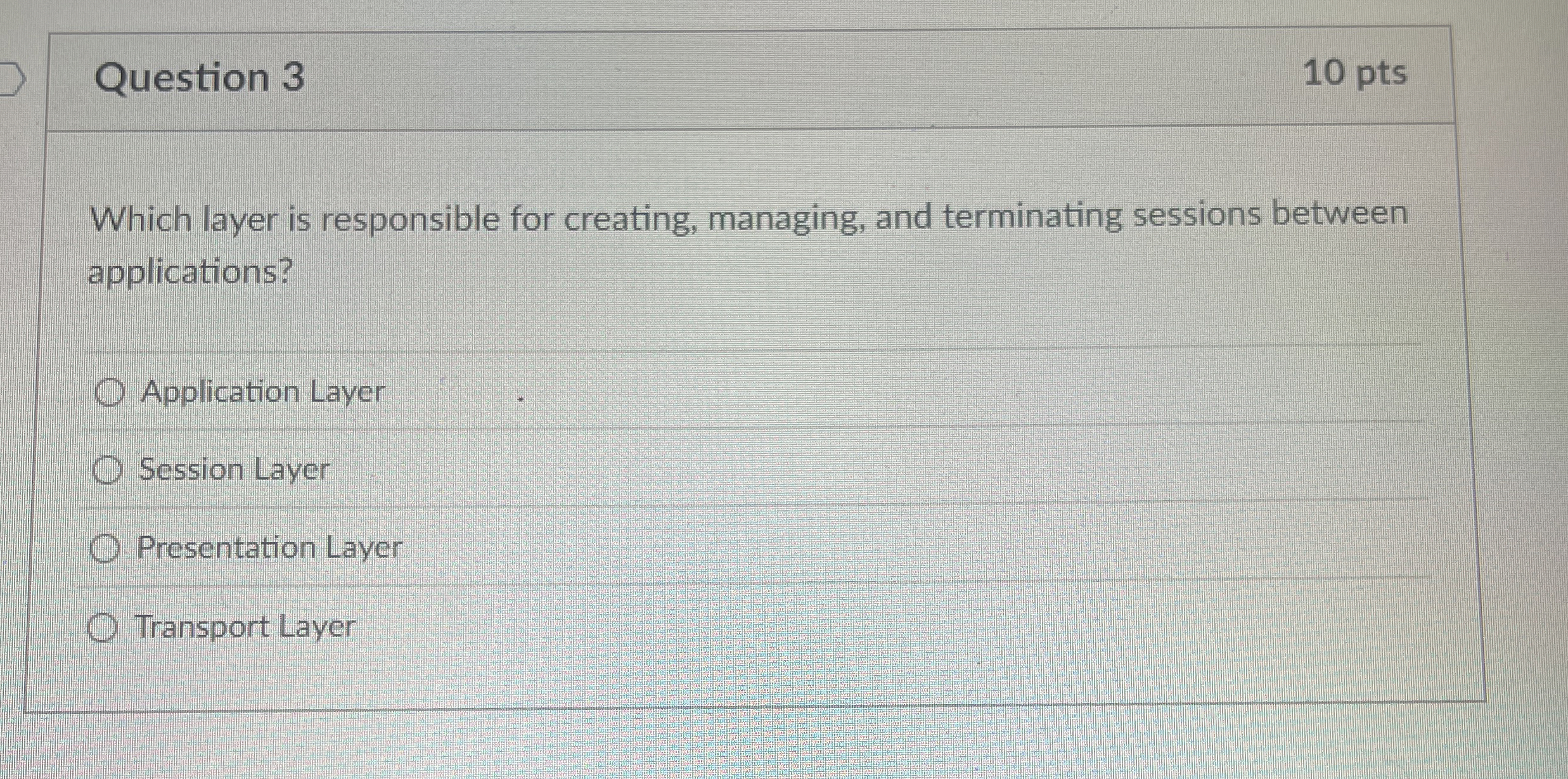 Question 3 Which layer is responsible for