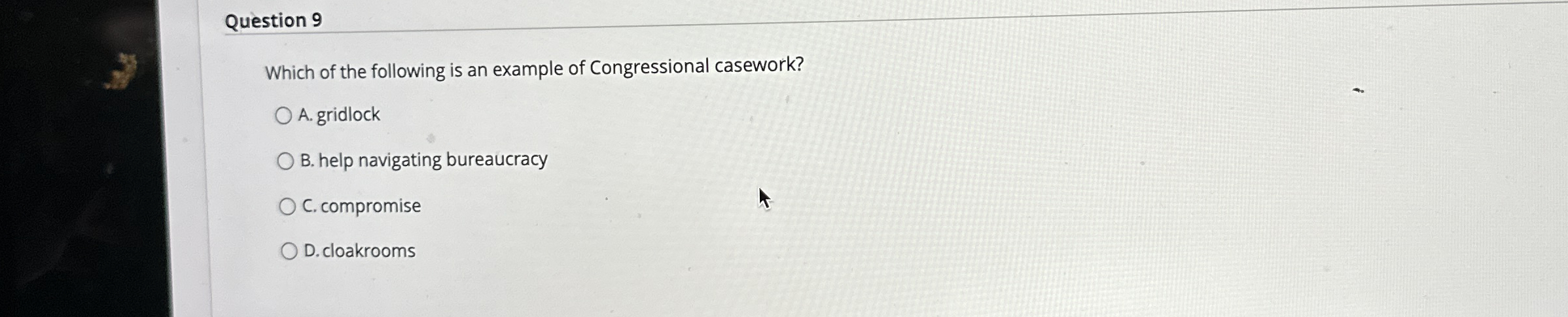 Question 9 Which of the following is an example