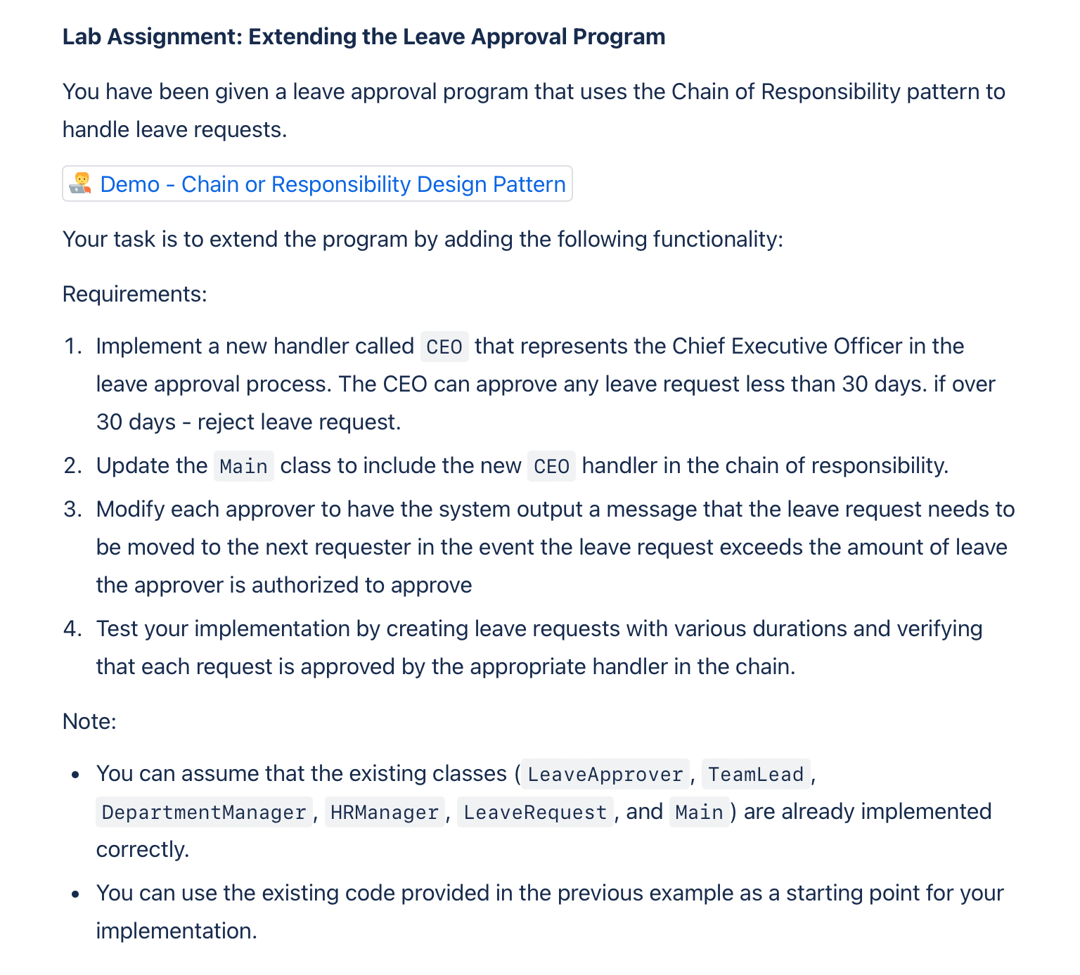 Lab Assignment: Extending the Leave Approval
