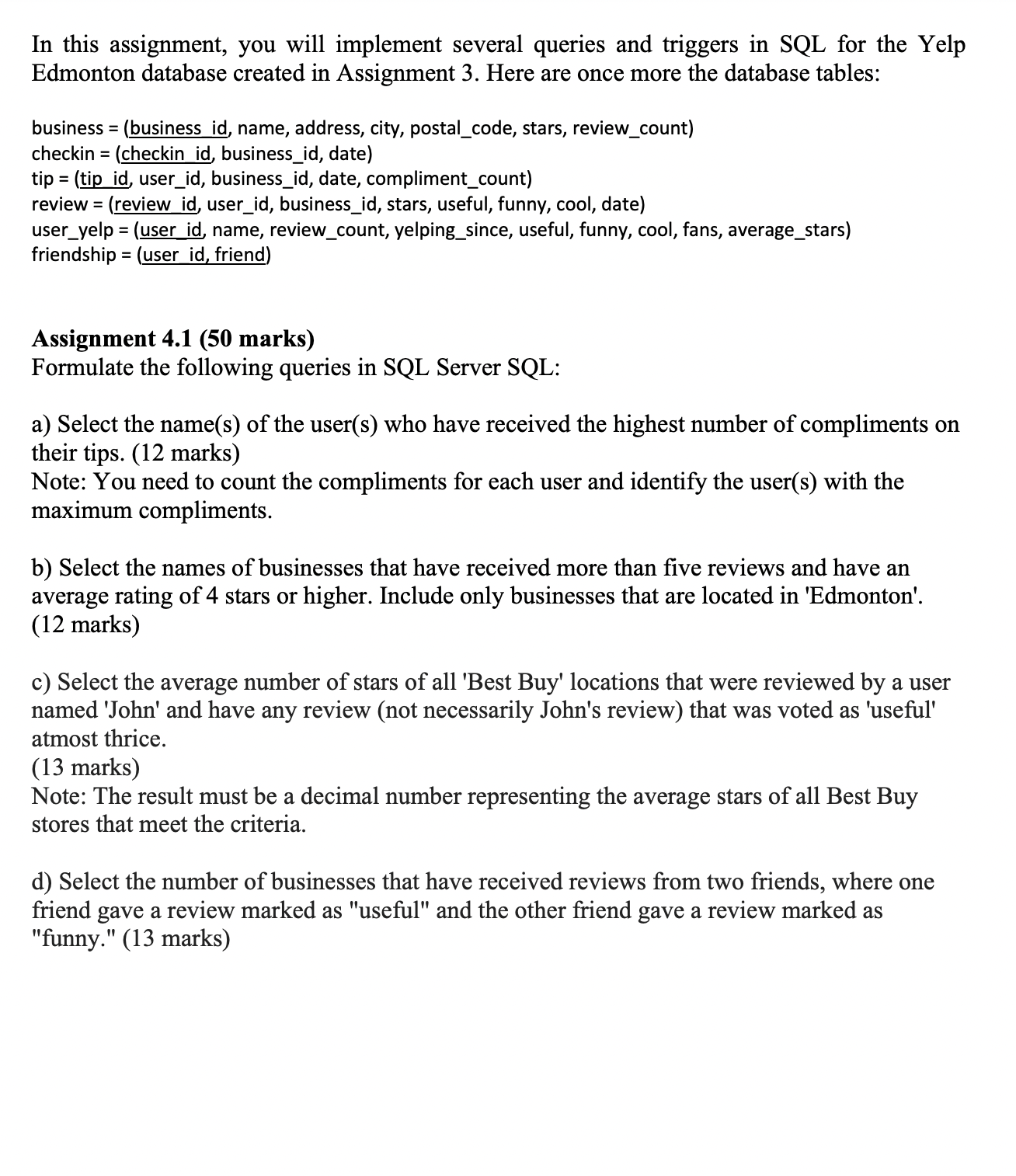 USE MS SQL SERVER! make sure queries run with