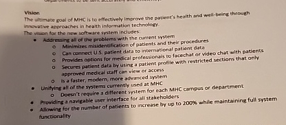 Vision The ultimate goal of MHC is to effectively