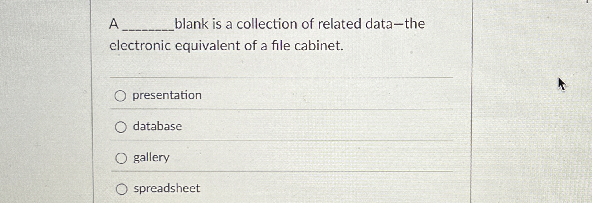 A blank is a collection of related data - the