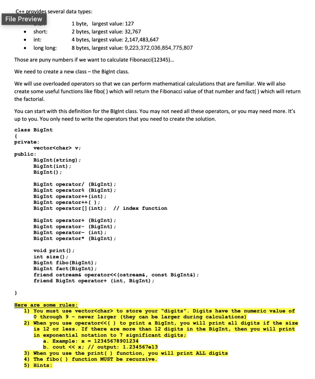 c + + What to submit: One program file called