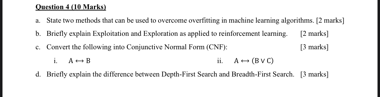 Question 4 a . State two methods that can be used