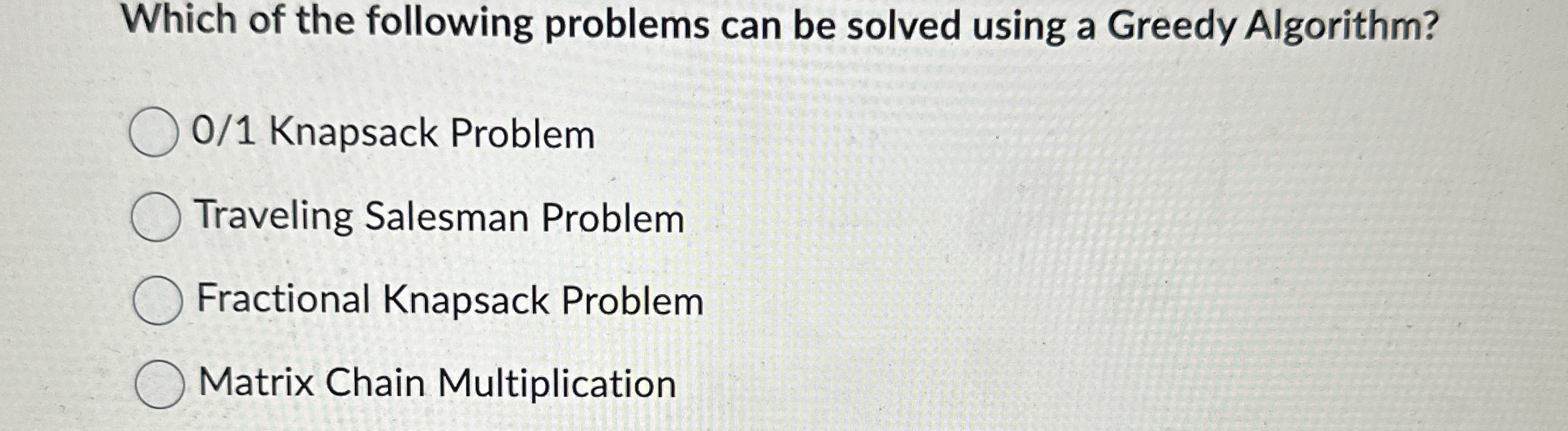 Which of the following problems can be solved