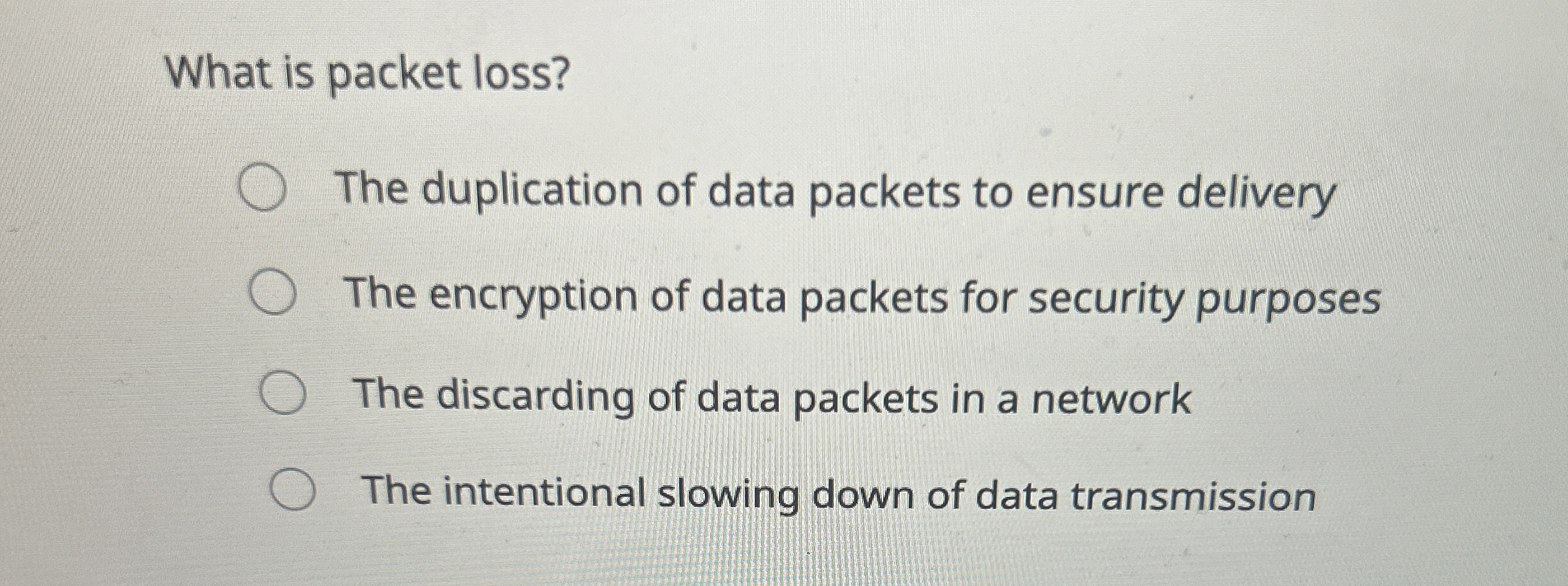 What is packet loss? The duplication of data