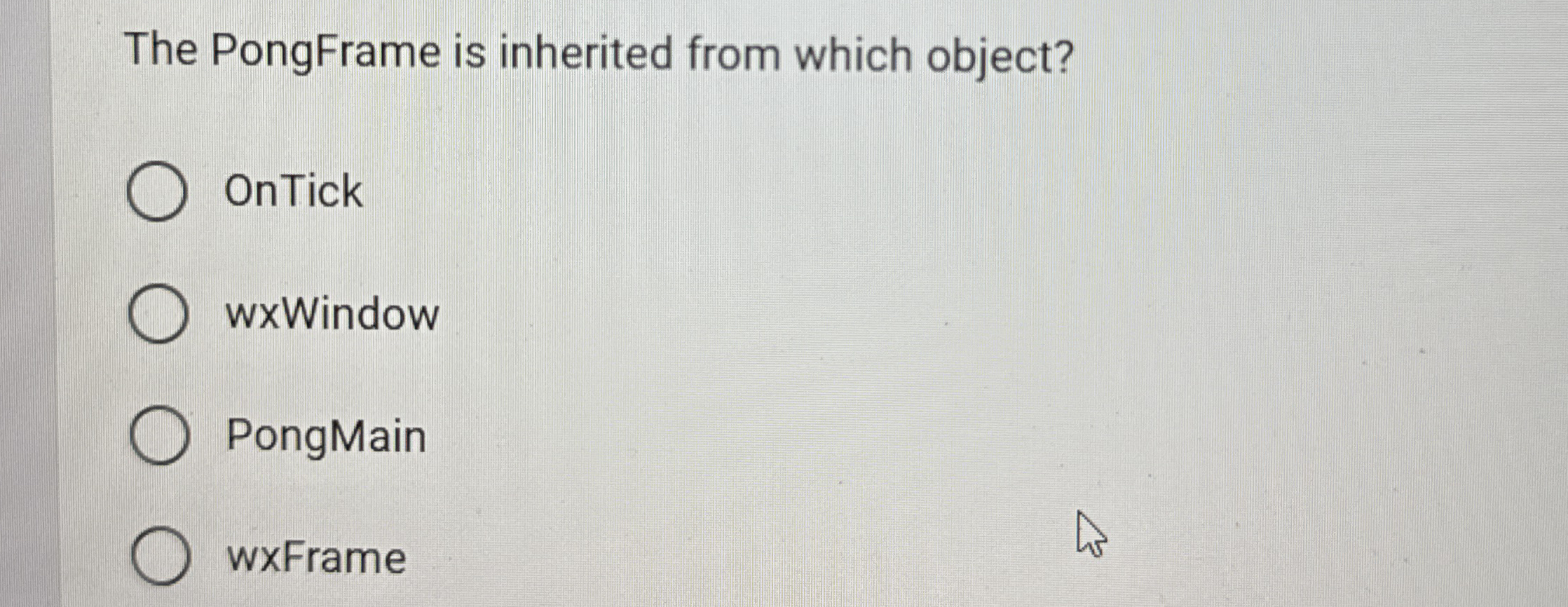 The PongFrame is inherited from which object?