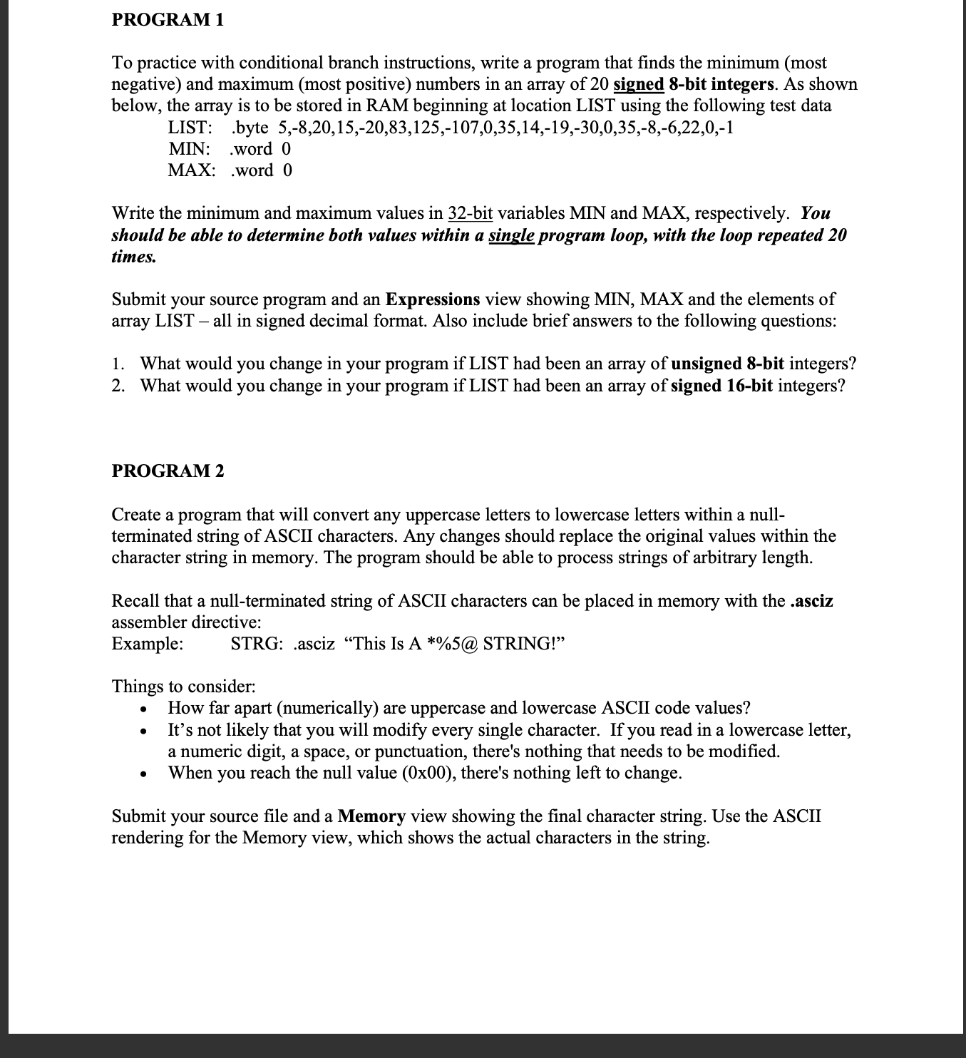 PROGRAM 1 ( WRITE IN ASSEMBLY ) To practice with