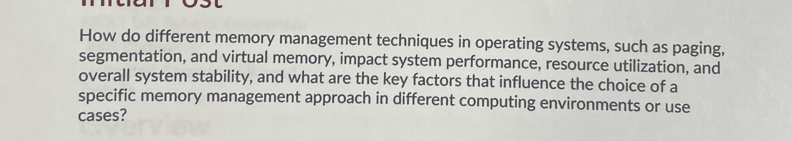 How do different memory management techniques in