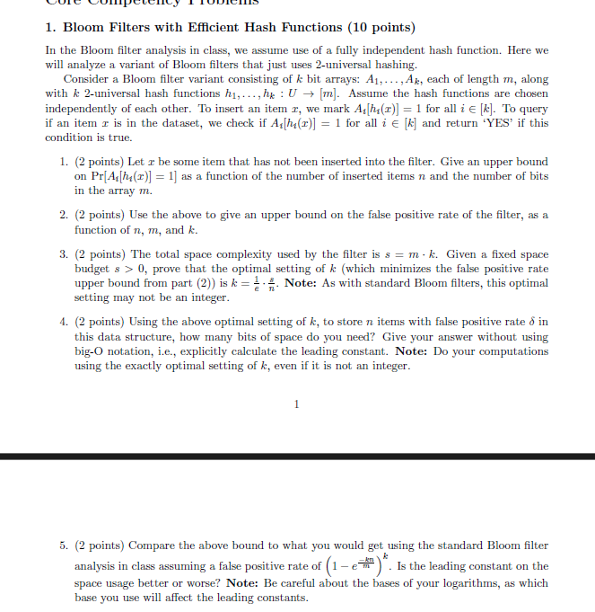 Bloom Filters with Efficient Hash Functions ( 1 0