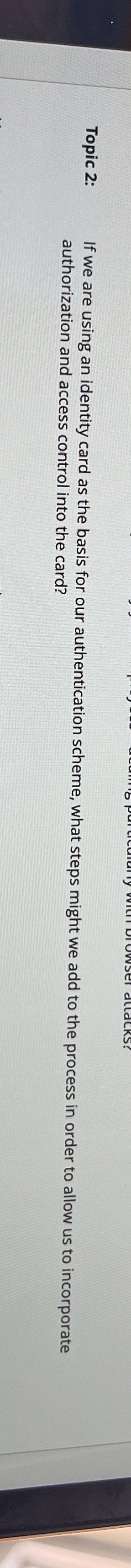 Topic 2 : If we are using an identity card as the