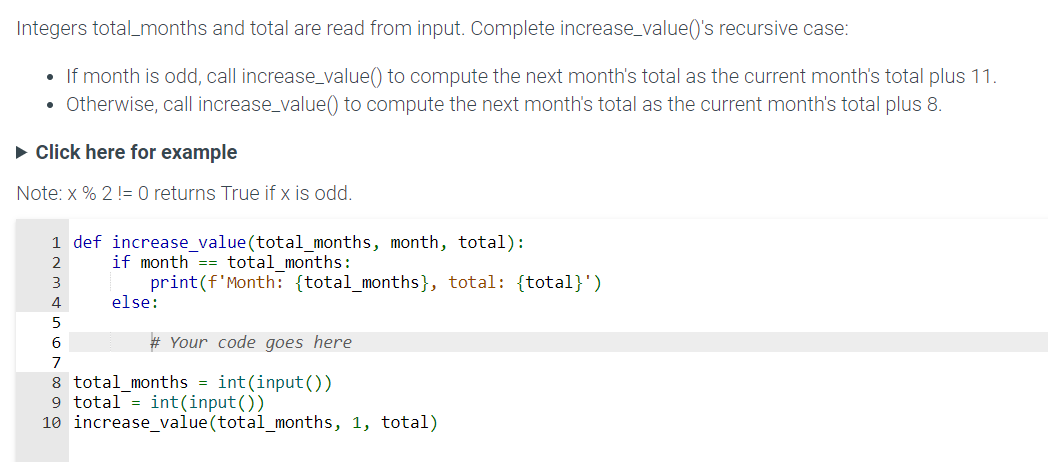 Integers total _ months and total are read from