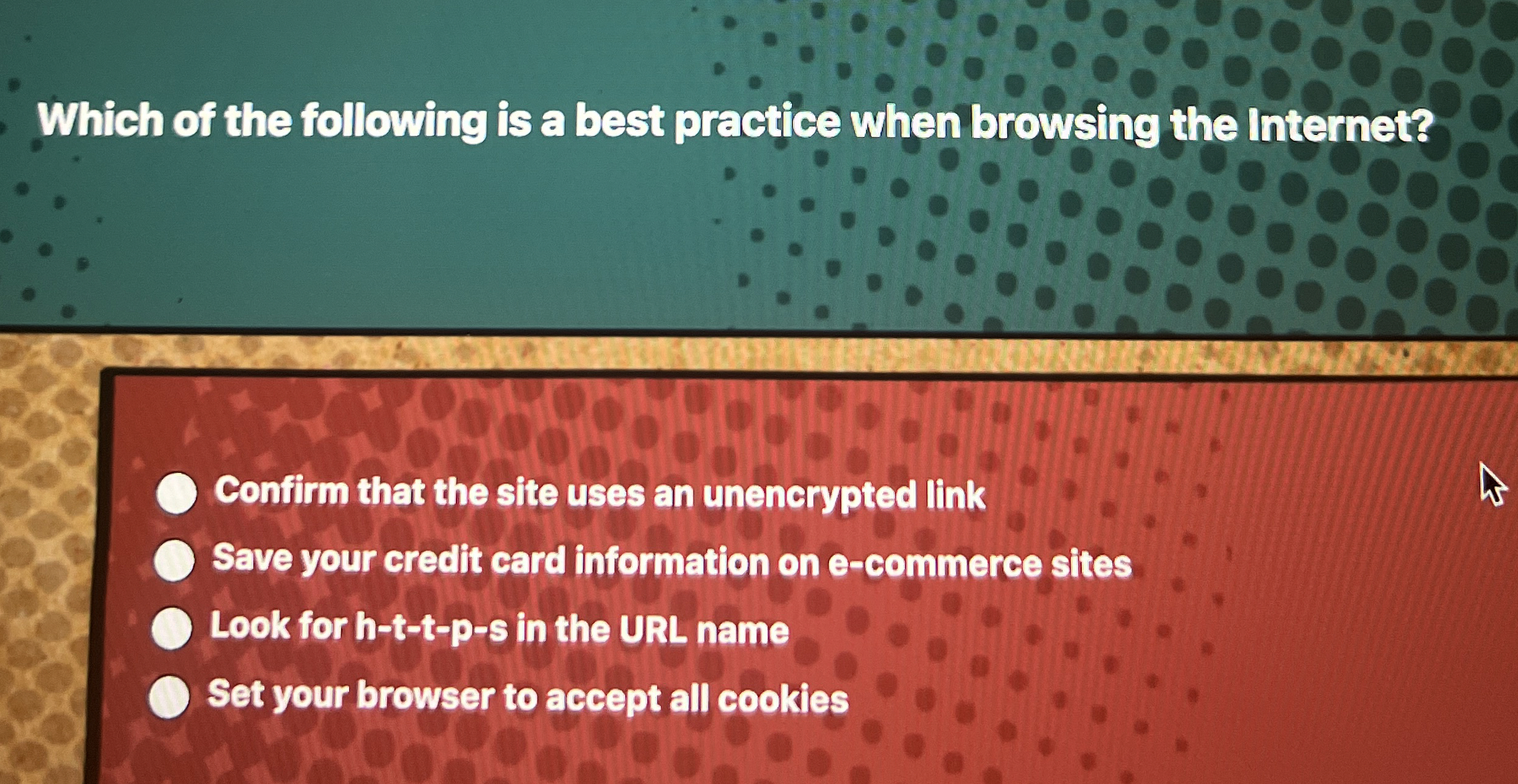 Which of the following is a best practice when