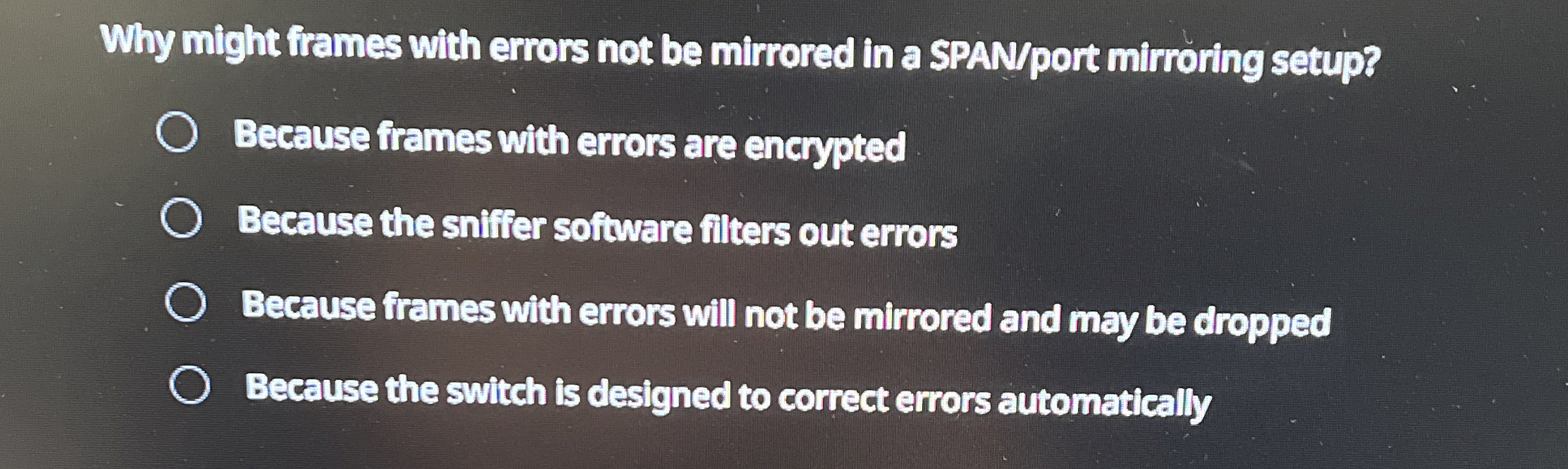 Why might frames with errors not be mirrored in a