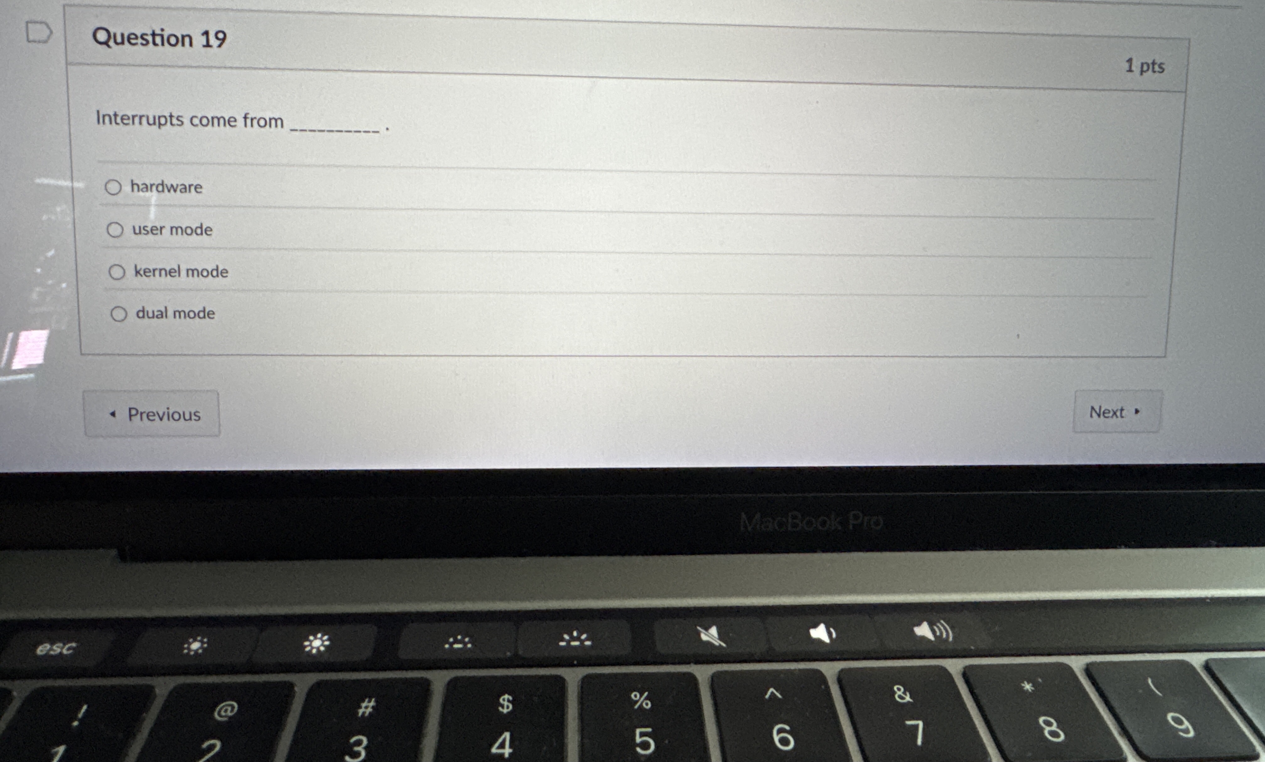 Question 1 9 Interrupts come fromhardwareuser