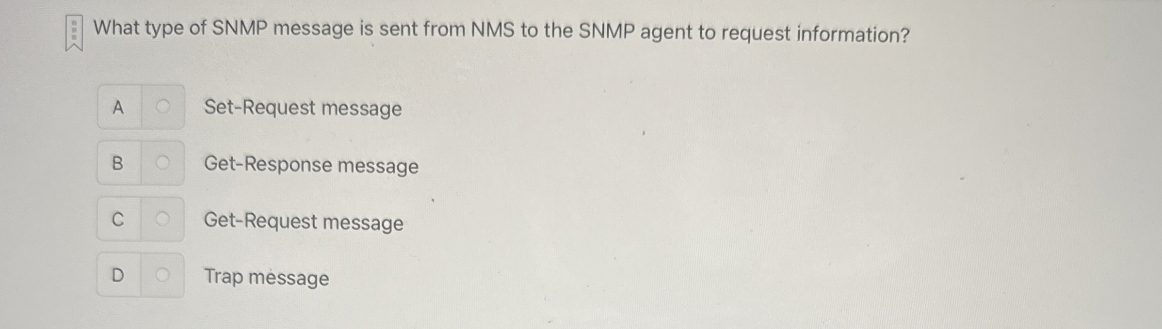 What type of SNMP message is sent from NMS to the