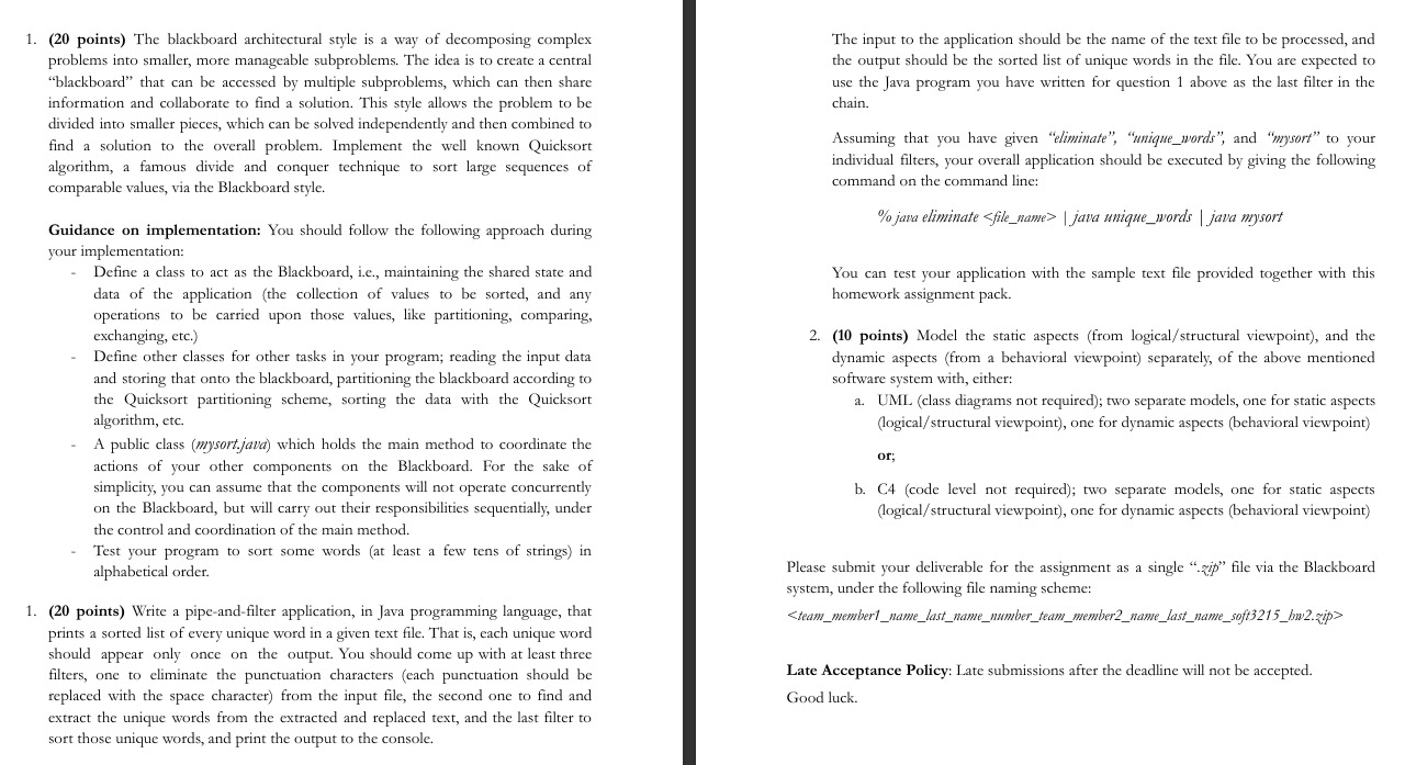 1 . ( 2 0 points ) The blackboard architectural