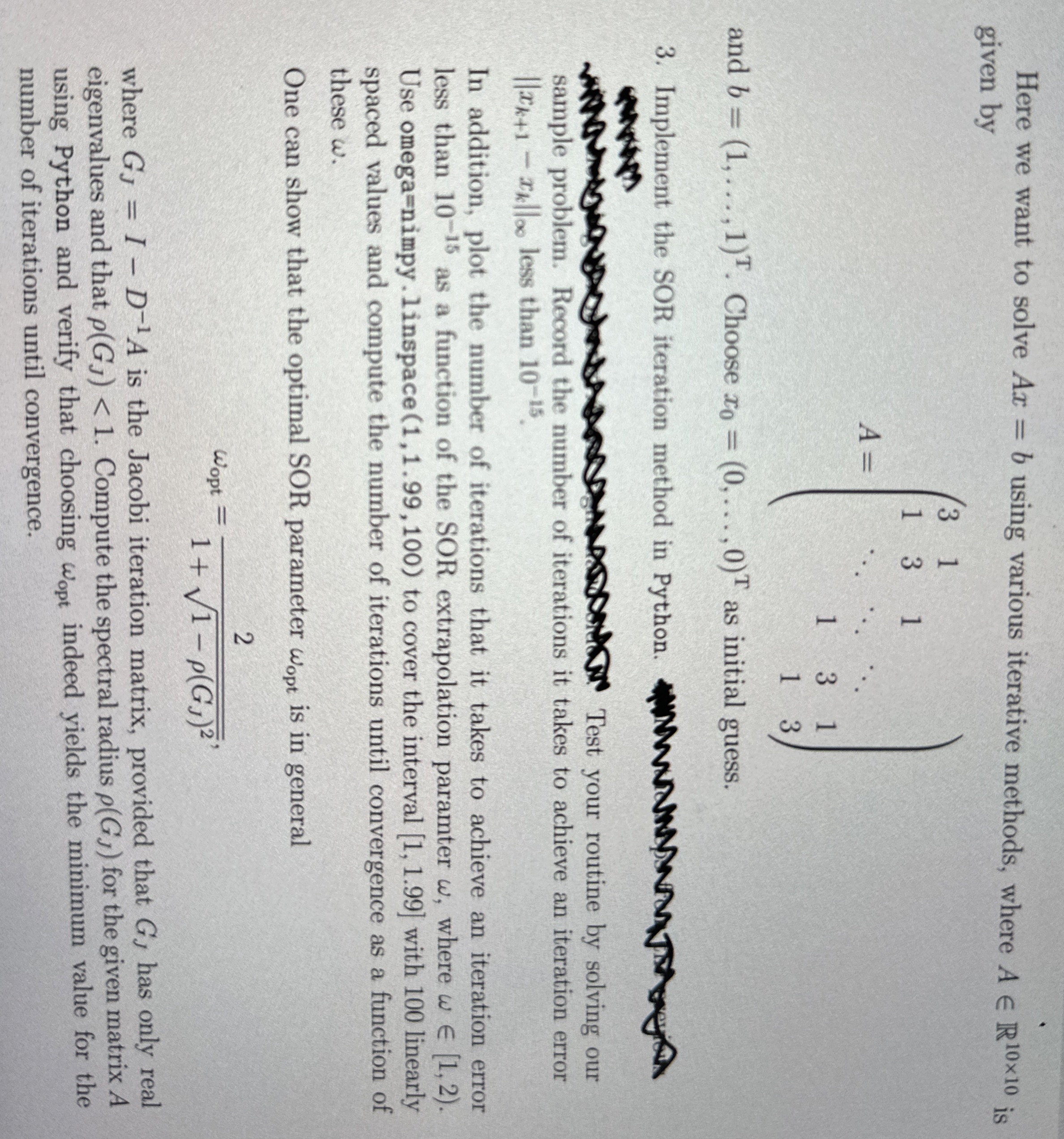 Here we want to solve A x = b using various