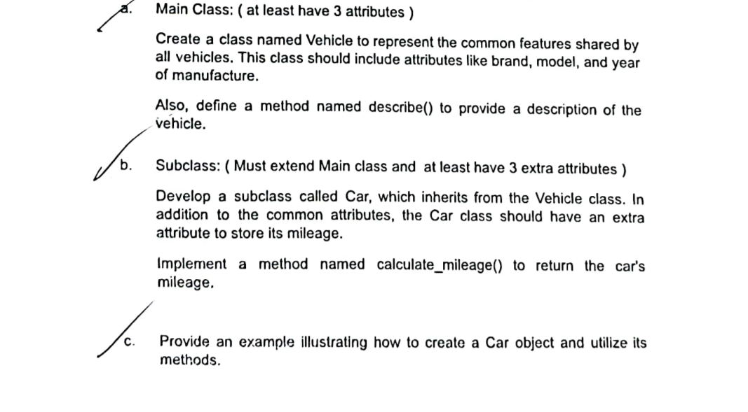 a . Main Class: ( at least have 3 attributes )
