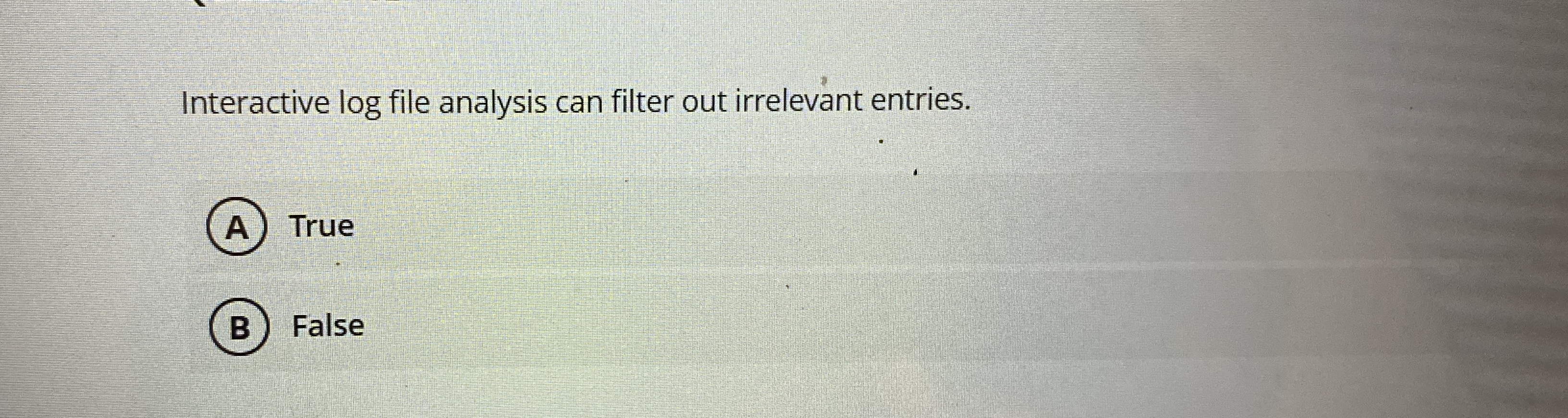 Interactive log file analysis can filter out