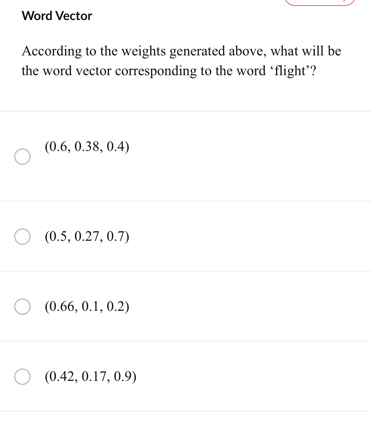 Word Vector According to the weights generated